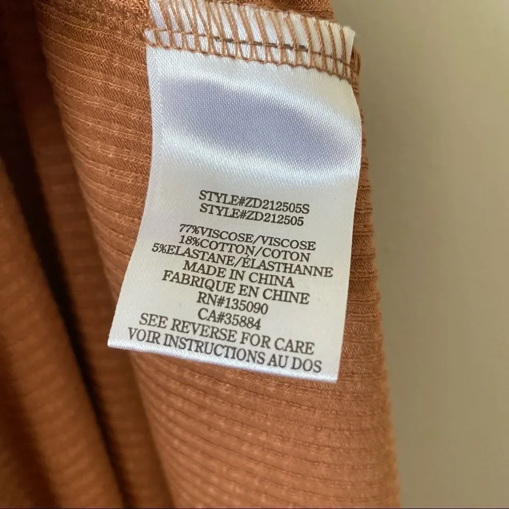 Nwot-z Supply Palisades Rib Dress Vintage Brown (Size:Medium) - Picture 11 of 13